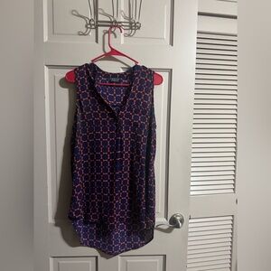 Stitch Fix Papermoon Sheer Blouse Navy Blue And Orange Tunic Women’s Size Large